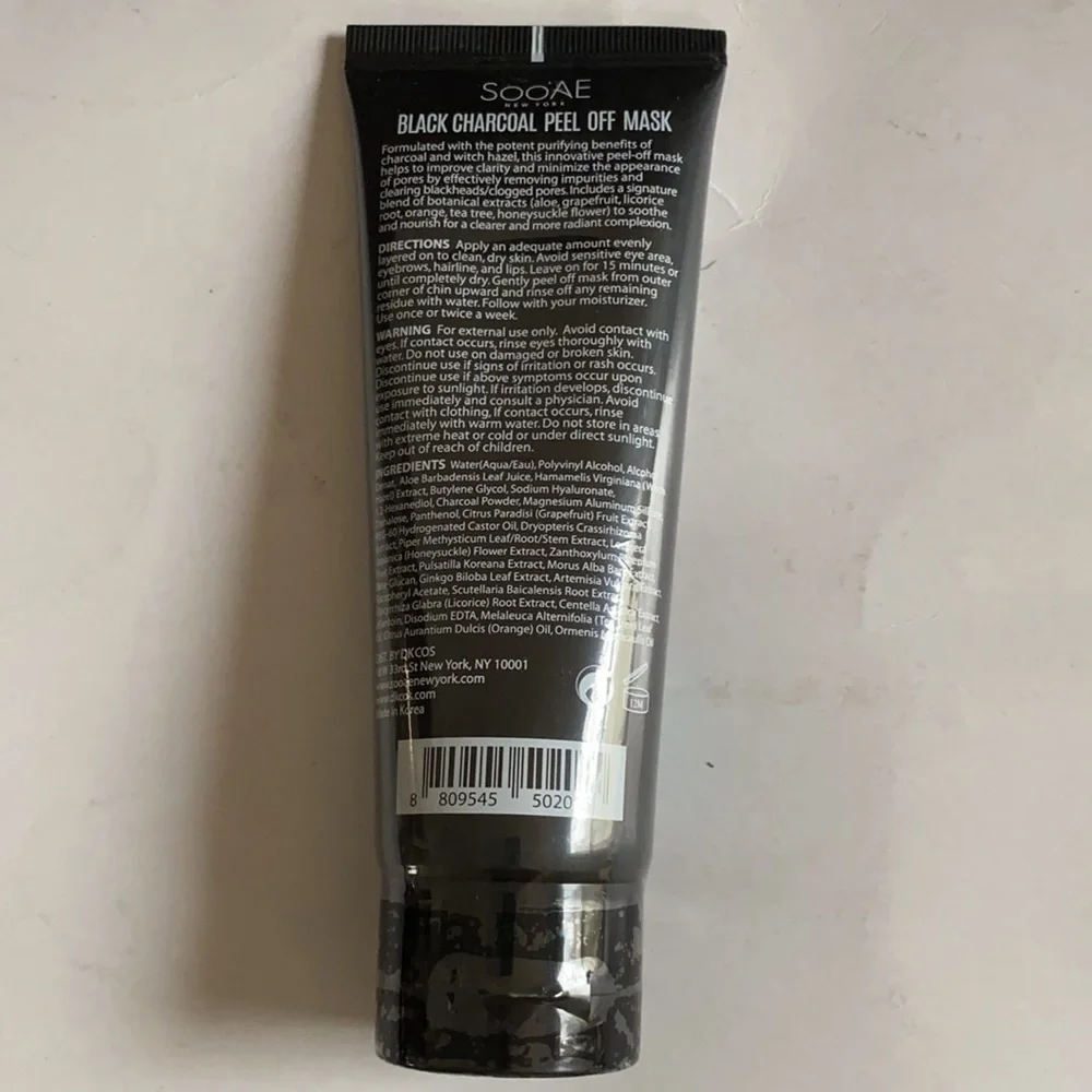 SOO’AE Black Charcoal Peel Off Mask 2.82oz